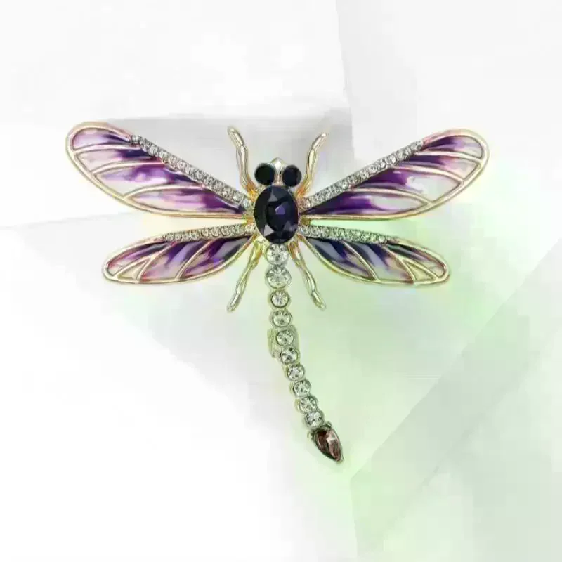 Dragonfly Brooch Fashion Alloy Enamel Rhinestone Animal Pin Women Clothing Corsage Jewelry Accessory High-end Gift