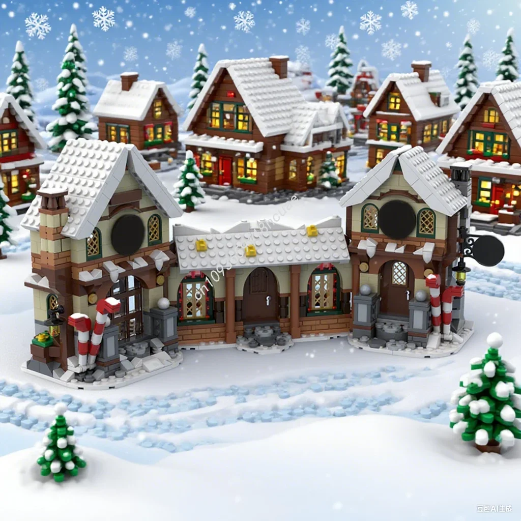 

1018 Pcs Santa's Extended Workshop Festive Toy Factory Scene Custom MOC Diy Education Model Building Blocks Birthday Toys Gift