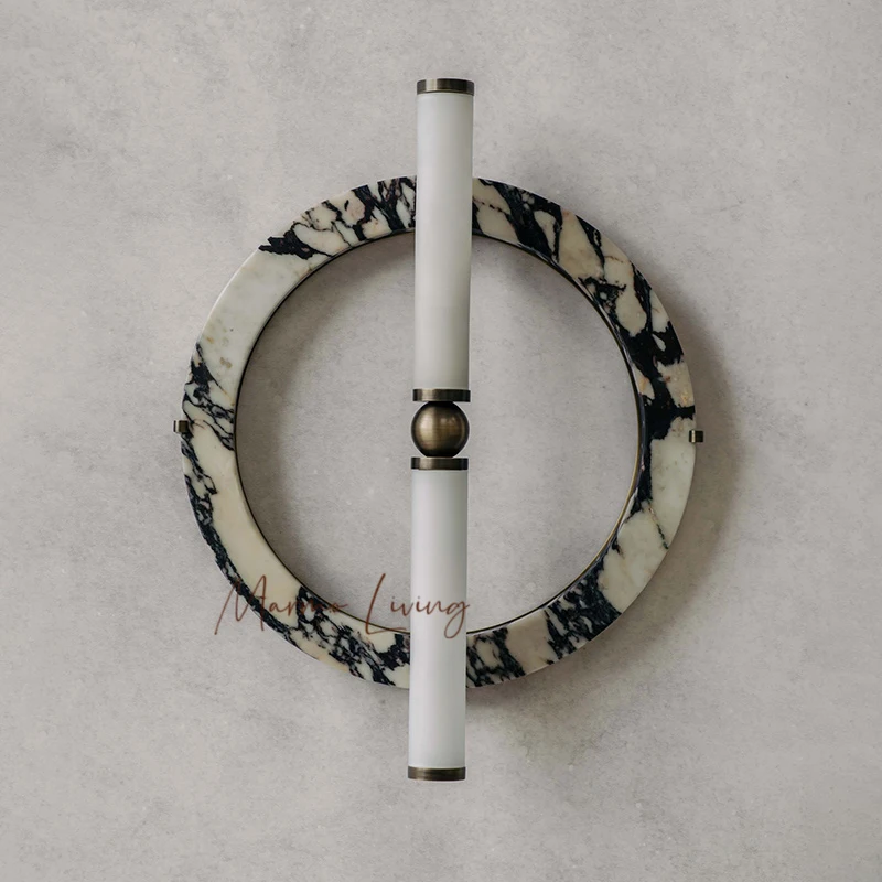 Medieval French Silent calacatta violet Marble Wall Lamp Soft Decoration Designer Villa Model Room Luxury Stone Aisle Lamp