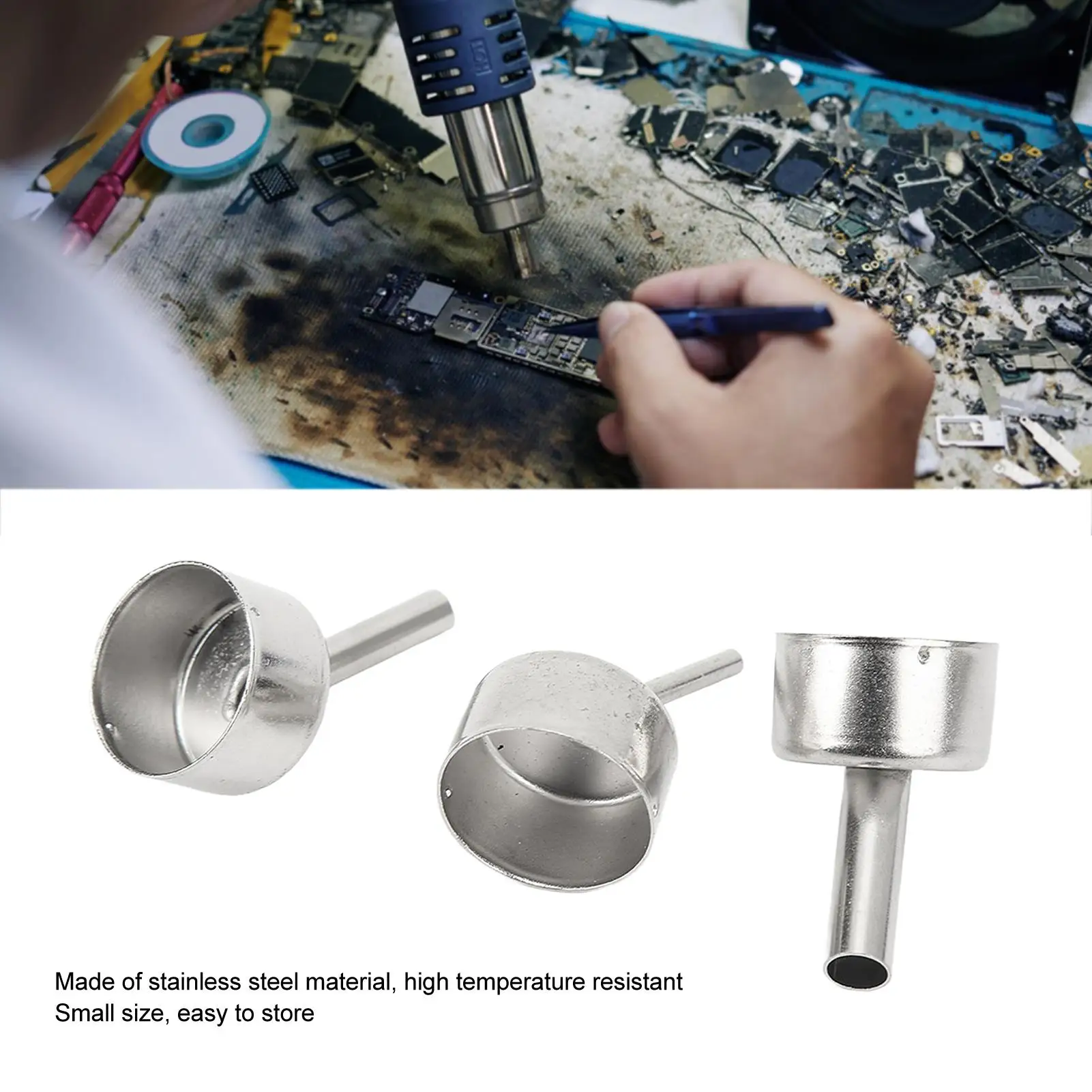 3PCS Stainless Steel Heat Nozzle Set for maintenance - Rustproof & High Temperature Resistant
