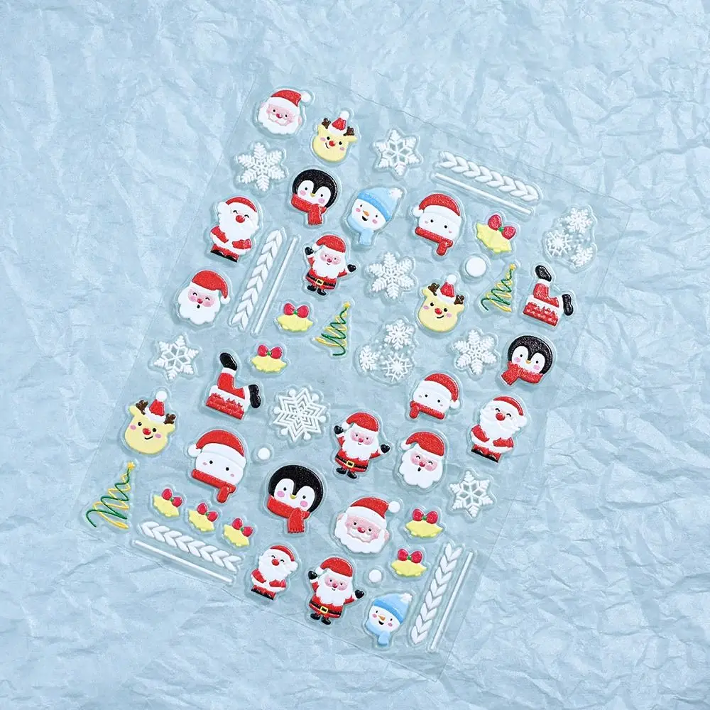 

Cute Christmas Nail Art Stickers Winter Santa Claus Manicure Decals Mini Embossed Reliefs Nails Polish Sticker Manicurist