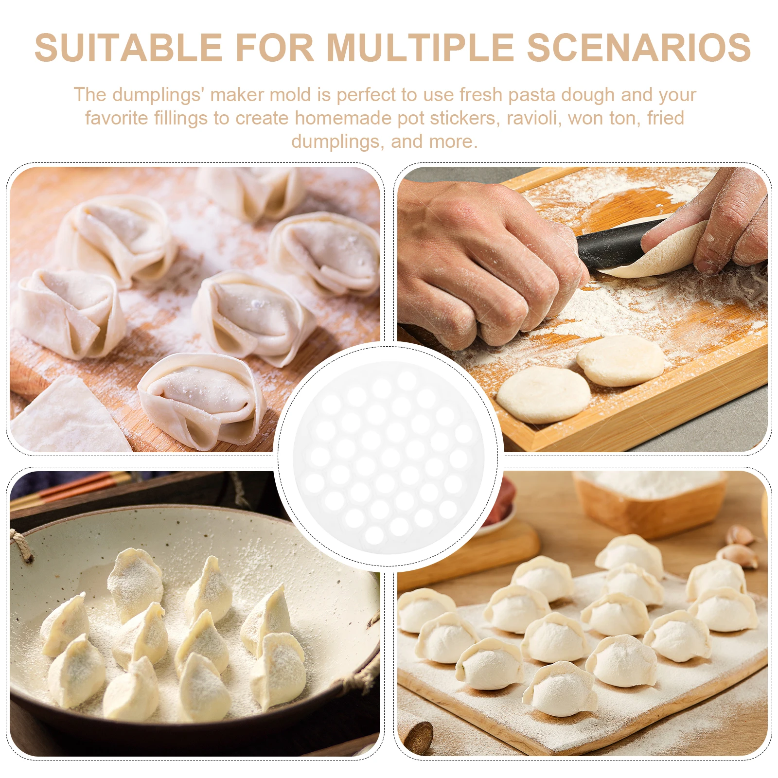 

Dumplings Mold 37-Holes Household Mold Dough Cutter Easy Clean Kitchen Supply Perfect for Homemade Ravioli