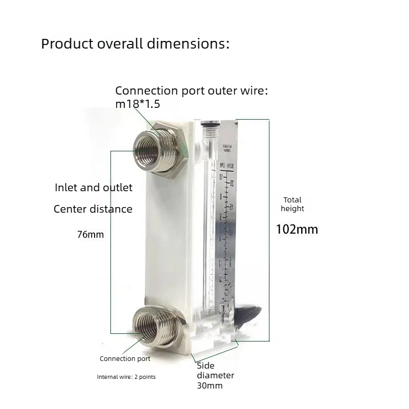 Glass gas flow meter, panel mounted regulator, fine tuning part with female thread for pipeline flow control system