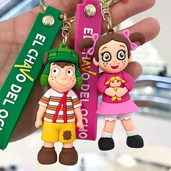 Funny El Chavo Del Ocho llavero Anime Silicone Green Boy Doll Keychain Creative Car Keyring Cartoon Jewelry Gifts wholesale