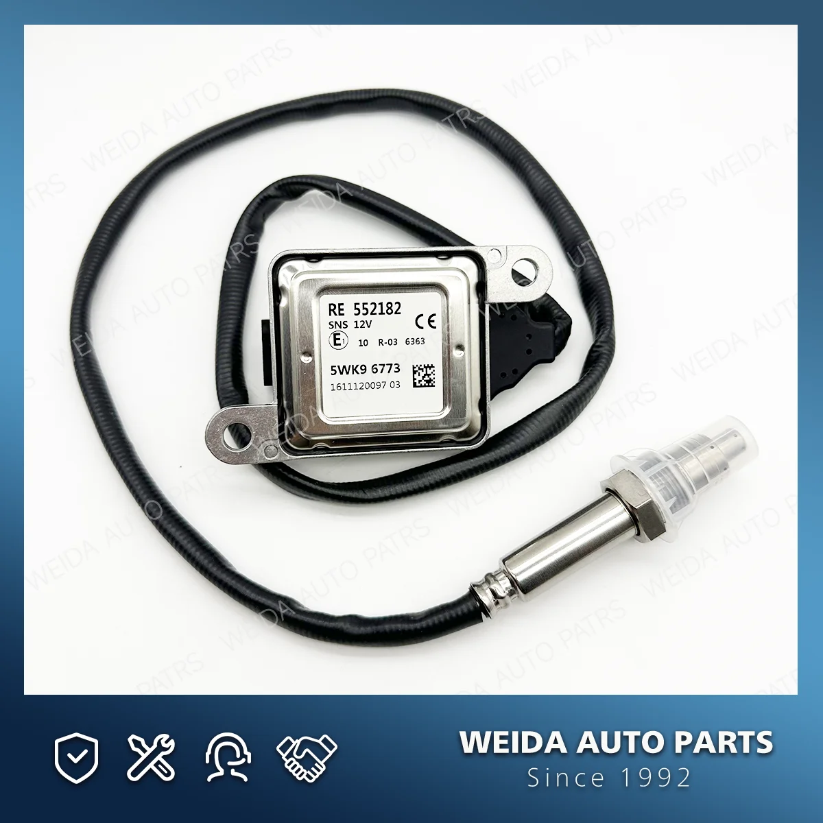 Novo sensor de óxido de nitrogênio re552182 5wk9 6773 nox para sistema de escape john deere sensor de carro 24vv oem 5wk96773