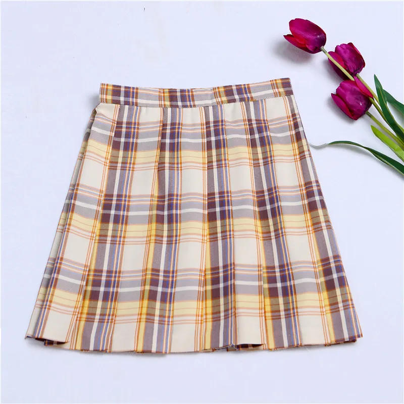 日本の高校制服韓国学生制服ブラウスプリーツスカートセーラーフルセットガールチェック柄スカート JK 制服女性のための