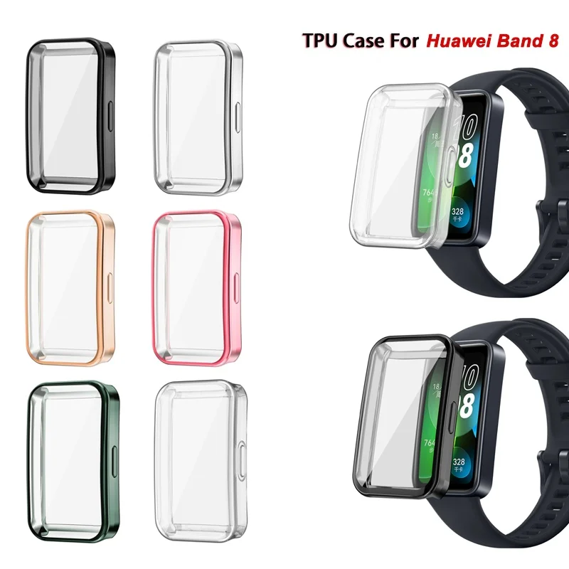 Funda de TPU para Huawei band 8 9, marco Protector de pantalla de reloj galvanizado suave, cubierta completa