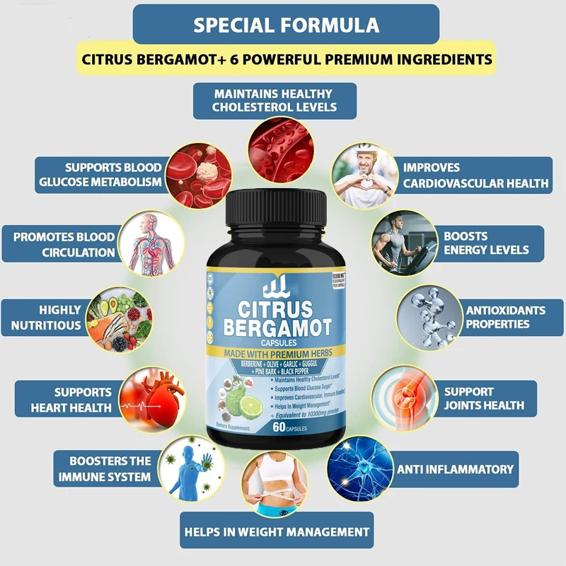 Organic Cardan Canine Citrus Bergamot Extract Capsules contain aspartic acid, olives, Guggul, garlic, pine bark,and black pepper