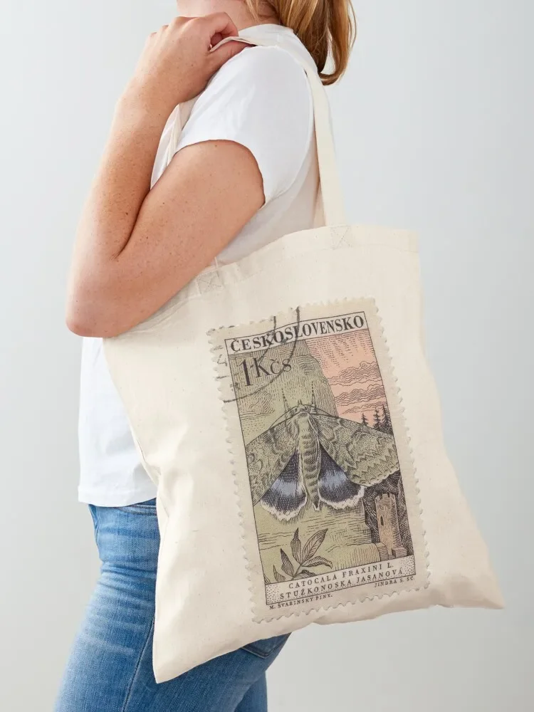 

Moth vintage stamp Tote Bag canvas tote bag foldable reusable bag tote custom Women's shopper