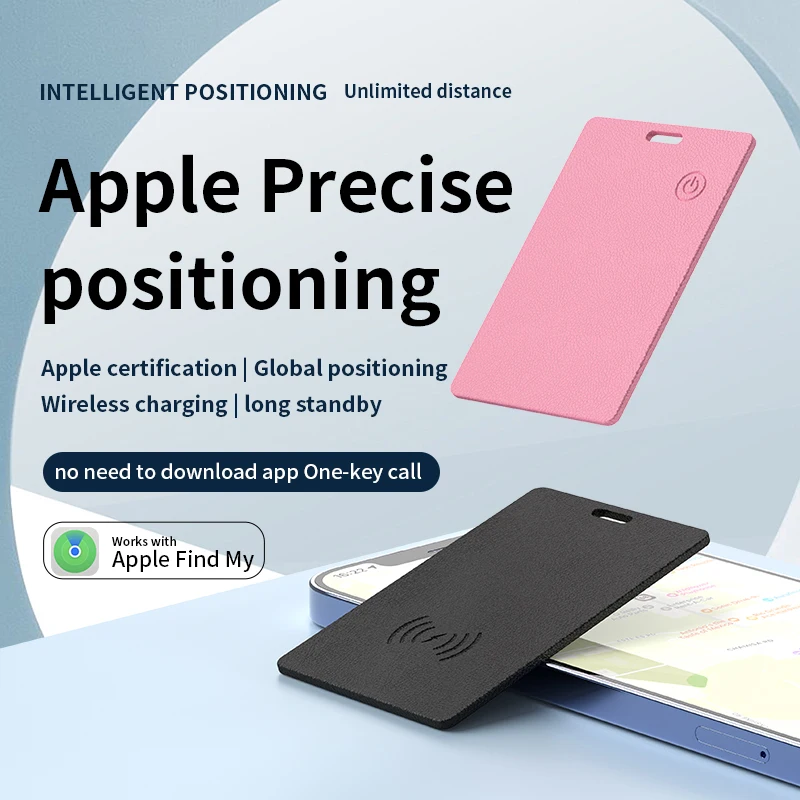 Cartão de rastreamento de carregamento sem fio inteligente à prova d'água localizador GPS carteira funciona com Apple Find My App Blootooth Mini Tracker