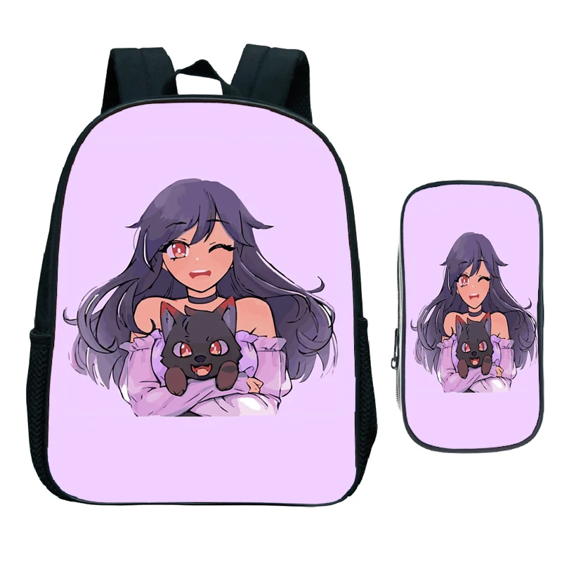 Aphmau Kindergarten Backpack, Cute Cartoon Schoolbag, Small School Bag para crianças, meninos e meninas, Meows, Cat, Fashion, 2pcs