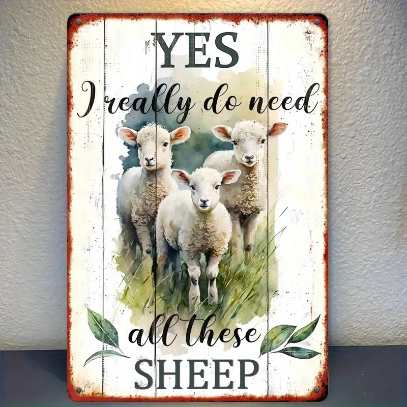 I Truly Require This Vintage Metal Tin Logo Wall Art Featuring Sheep, Which Serves As a Decorative Gift Suitable for Various Pla