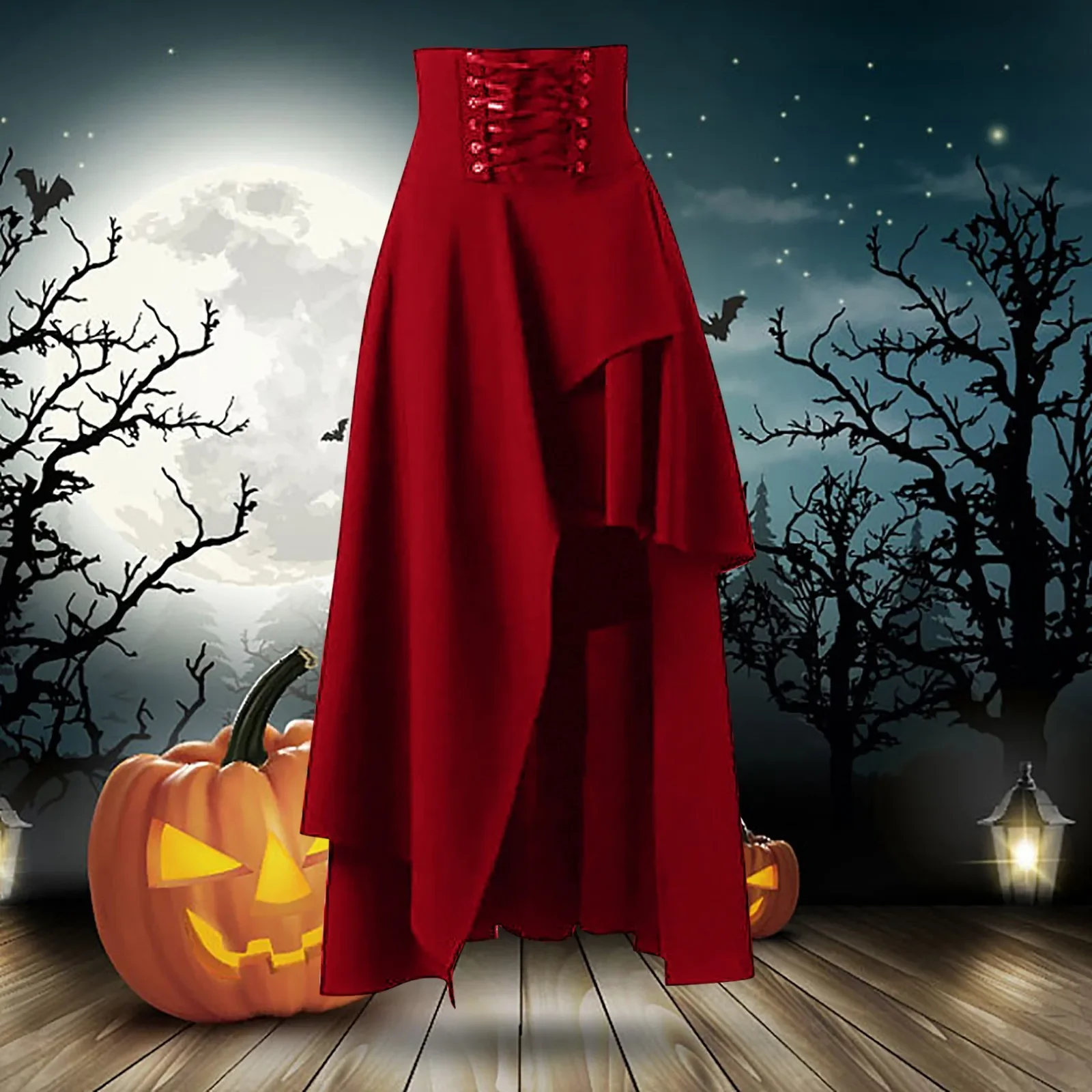 Cosplay Medieval Renaissance Gothic Steampunk Clothes Pirate Costumes Halloween Carnival Vintage Dress Up Hem Maxi Skirt