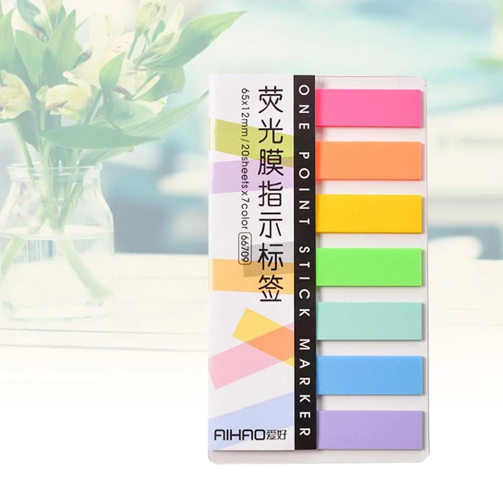 

1 Pack Fluorescent Pet Memo Tabs Neon Color Page Markers For Books Documents Writable Bookmark