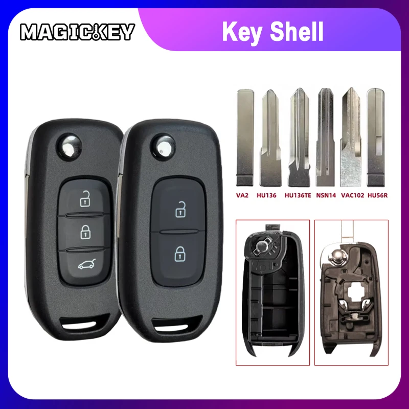 

1 шт. Складной чехол для ключа с дистанционным управлением для Renault Megane 3, Dacia Duster, Kadjar, Captur, Symbol, 2/3 кнопки, FCC ID: CWTWB1G767