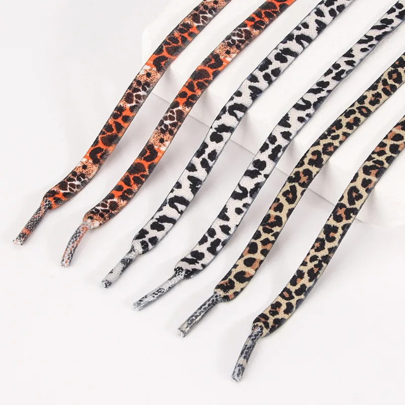 1 Pair Newest Classic Leopard Print Shoelaces Women Girl Men Flat Laces Applicable to all kinds of shoes for Outdoor Activities