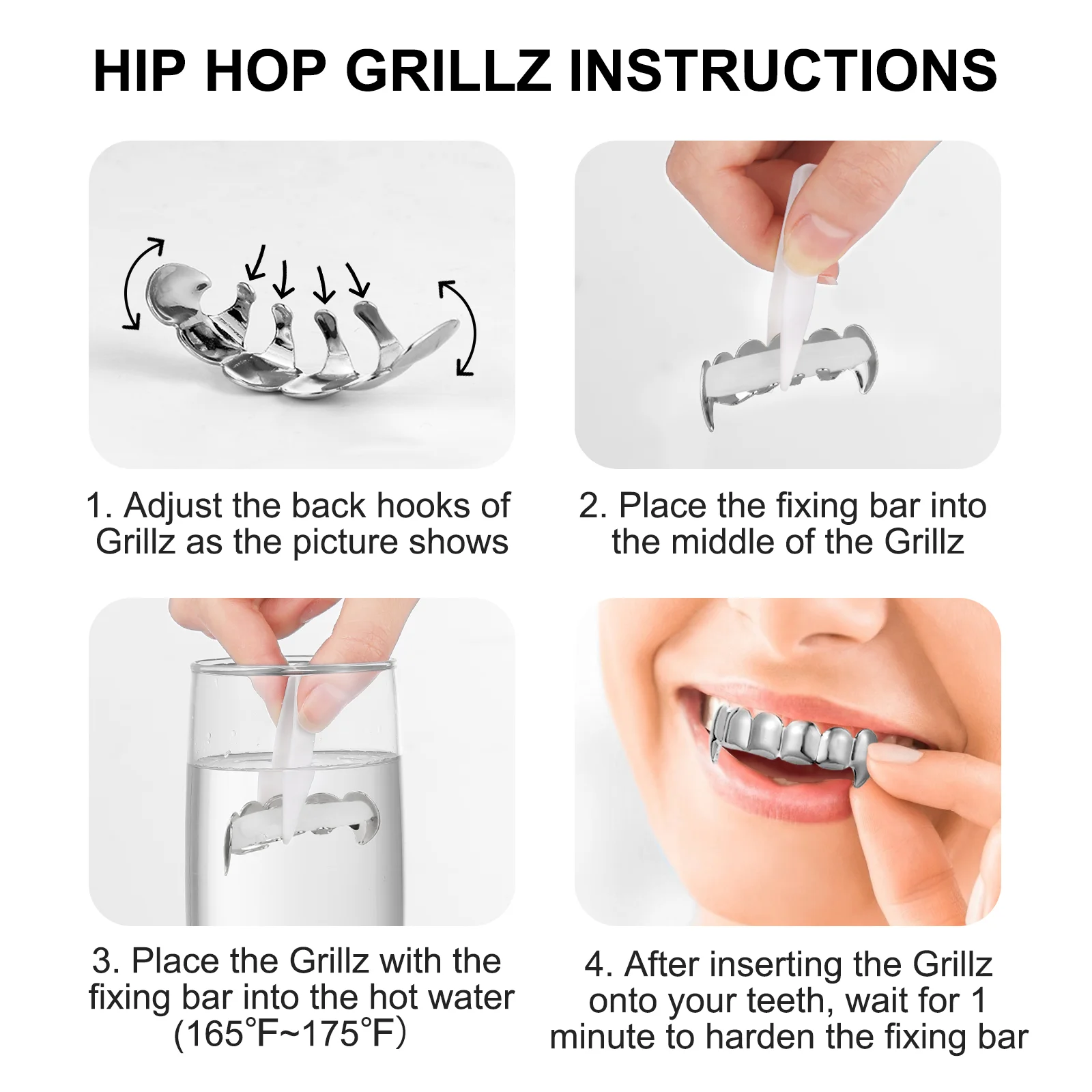 Teeth Jewelry Silver Teeth Braces and Bottom Set Shiny Teeth