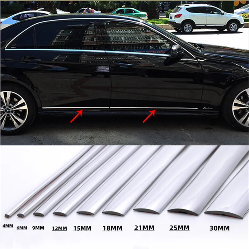 Car Body / door Protector Bumper Decorative Strip Auto Window Edge Trim Sticker Silver 4MM 6MM 9MM 15MM 21MM 25MM 30MM