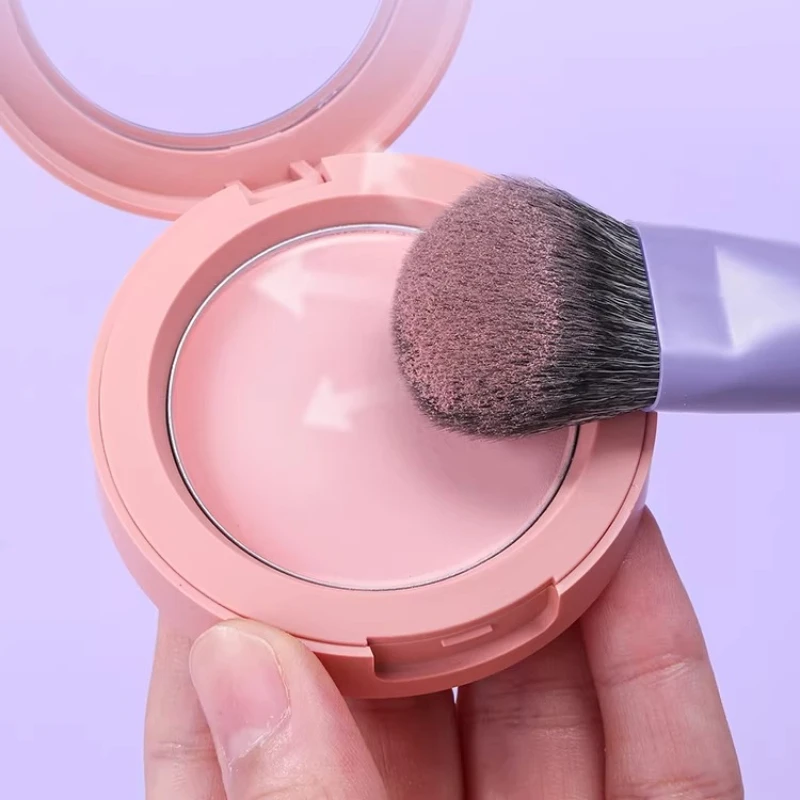 GUOXIAONIU Einzelner Flacher Runder Foundation-Pinsel mit Box Puder Rouge Concealer Make-up-Pinsel Hautfreundliches Make-up-Werkzeug – Detail 4