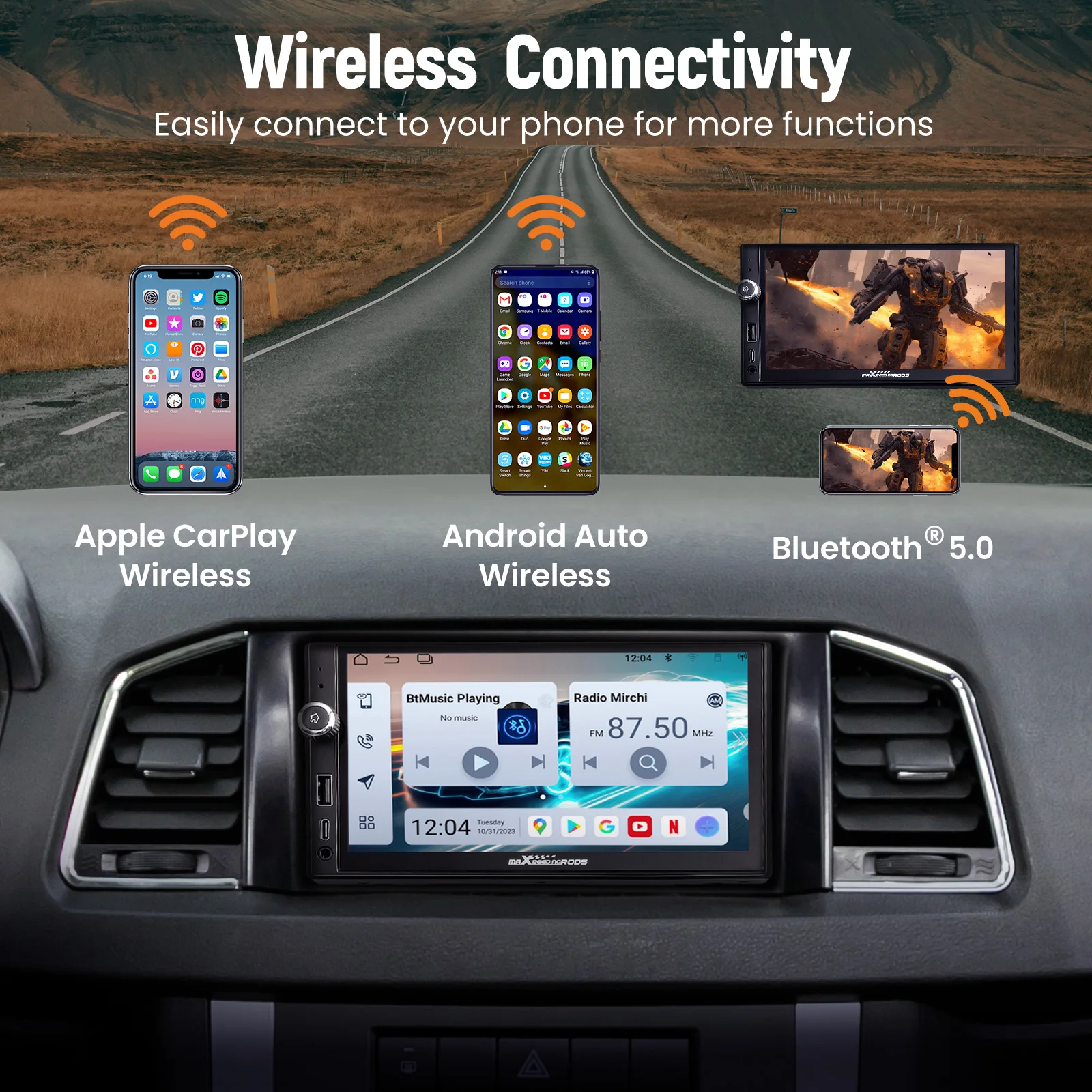 Apple CarPlay & Android Auto Universal WIFI GPS Car Audio Multimedia Player2G RAM+32G ROM 7 inch