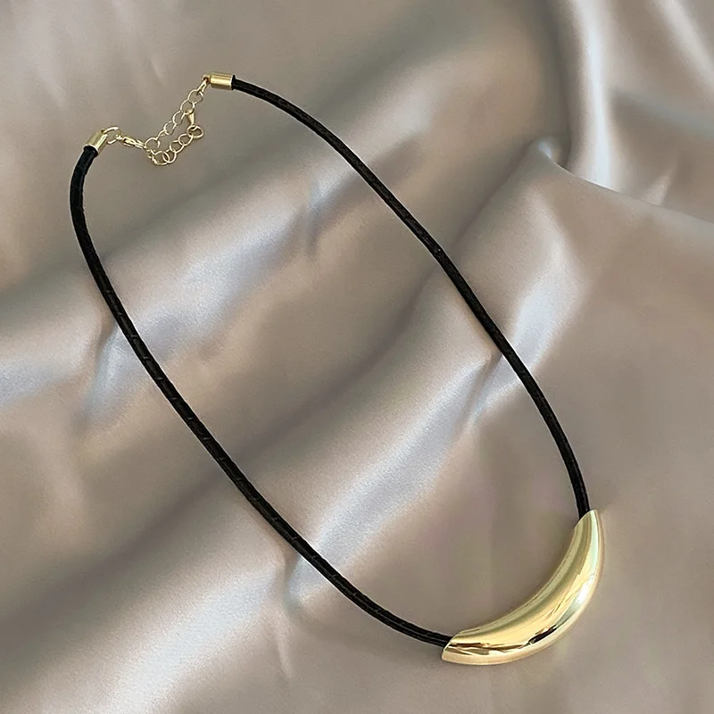 Neues Design Sense PU Kunstleder Seil Edelstahl Metallrohr Anhänger Halskette Modeschmuck für Got Girls und Womens – Detail 9