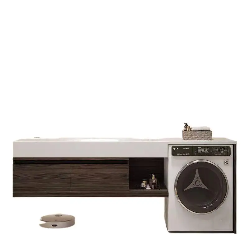 

Шкаф для ванной комнаты для стиральной машины, каменная плита, керамический бесшовный встроенный умывальник для ванной комнаты, простой