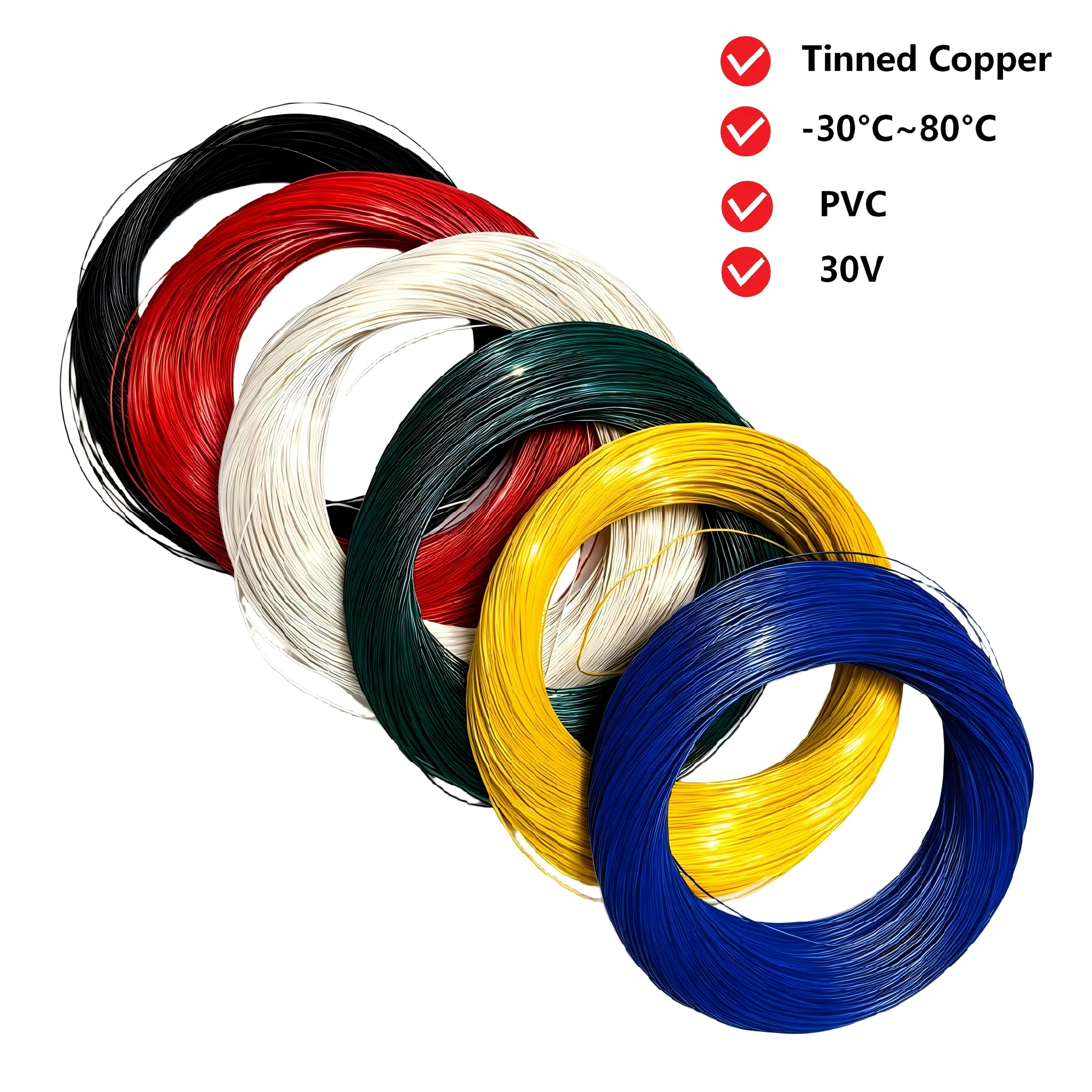 1M 5M 10M UL1571 Tinned Copper Wire 26AWG 28AWG 30AWG Environmental PVC Insulated LED Electronic DIY Cable