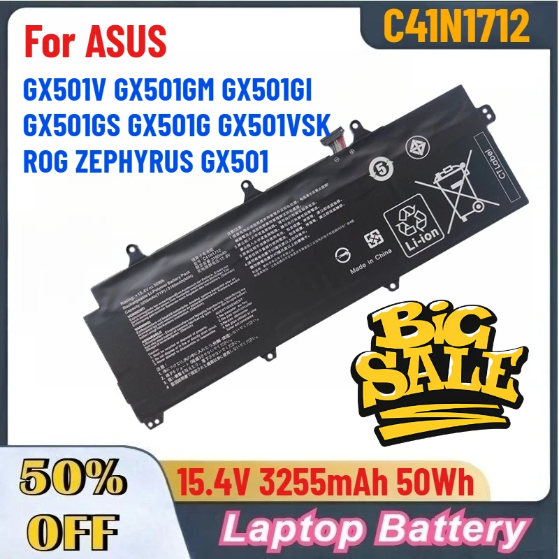 3255mAh 50Wh 15.4V C41N1712 بطارية الكمبيوتر المحمول ل ASUS GX501V GX501GM GX501GI GX501GS GX501G GX501VSK ROG ZEPHYRUS GX501