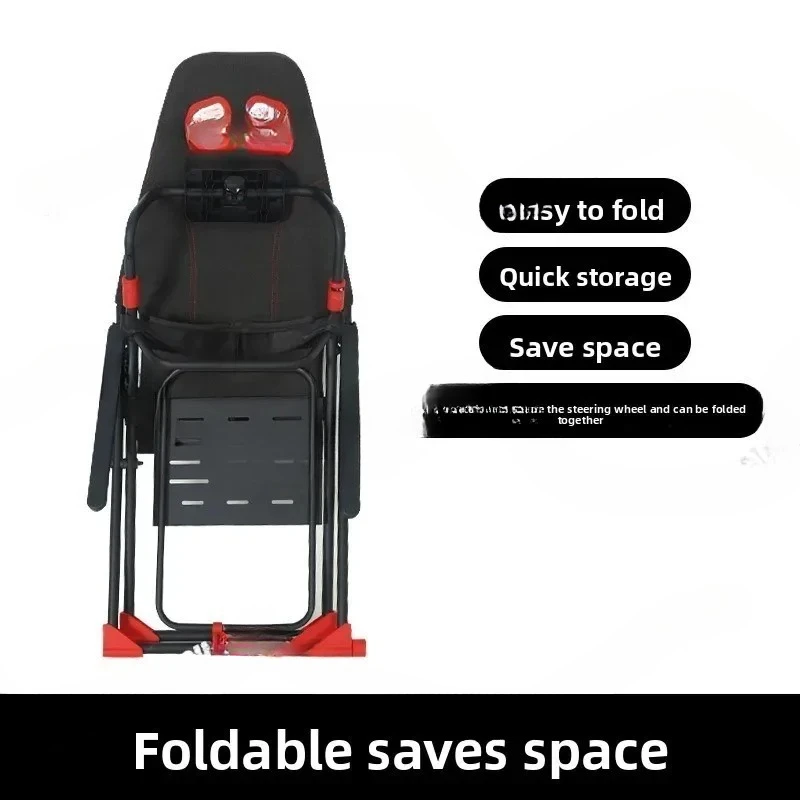 Foldable Racing Simulator Cockpit Frame with Integrated Seat, Adjustable Mount for Steering Wheel, Pedals, and Gear Shifter, Hom