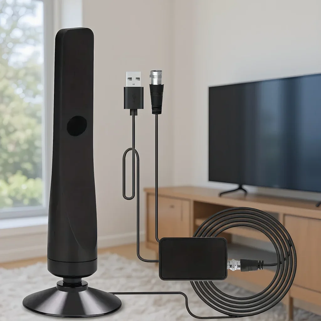 

4K 1080P комнатная HDTV-антенна с умным усилителем, улучшенным приемом сигнала и адаптером переменного тока для домашнего телевизора