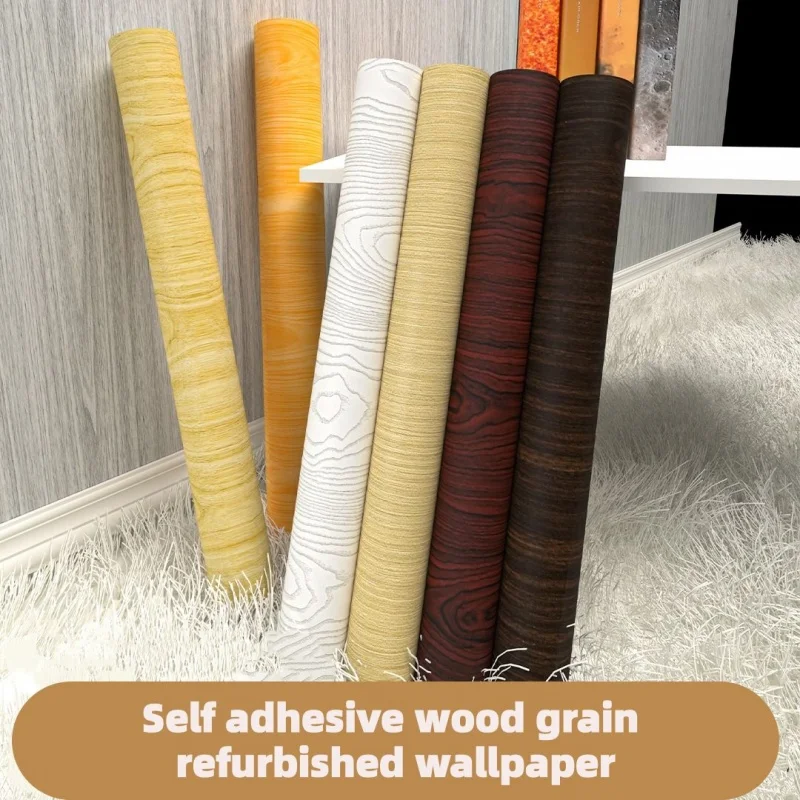 

Wood Grain Self Adhesive Wallpaper Peel and Stick Wall Paper Home Decor Waterproof Contact Paper Furniture Cabinet Decoration