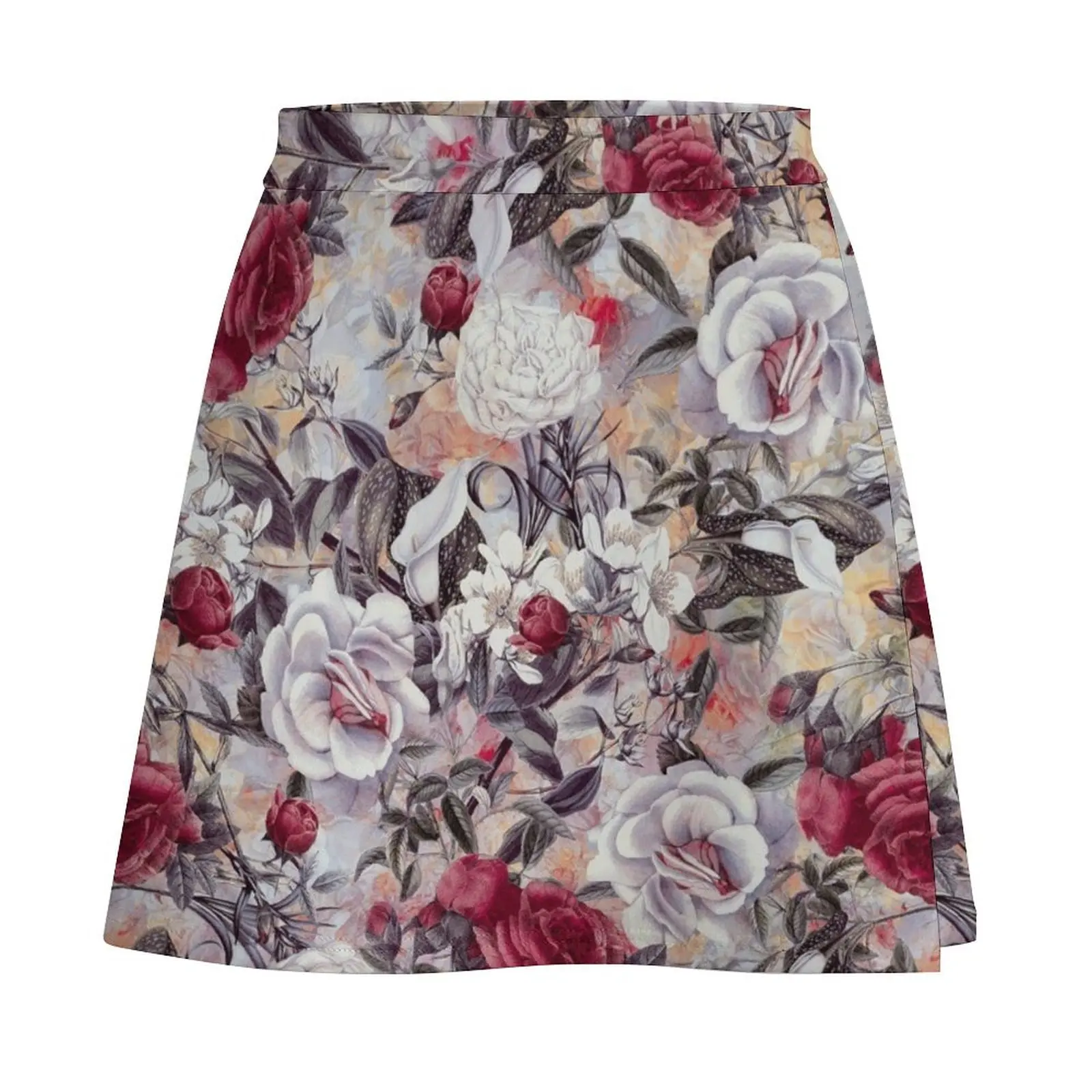 Red Roses Mini Skirt women's summer dress 2025 elegant social women's skirts Skirt satin Mini Skirt