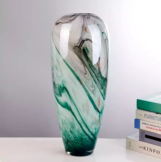 

Ink art glass vase living room hydroponics flower arrangement porch TV cabinet light luxury flower decoration ornaments