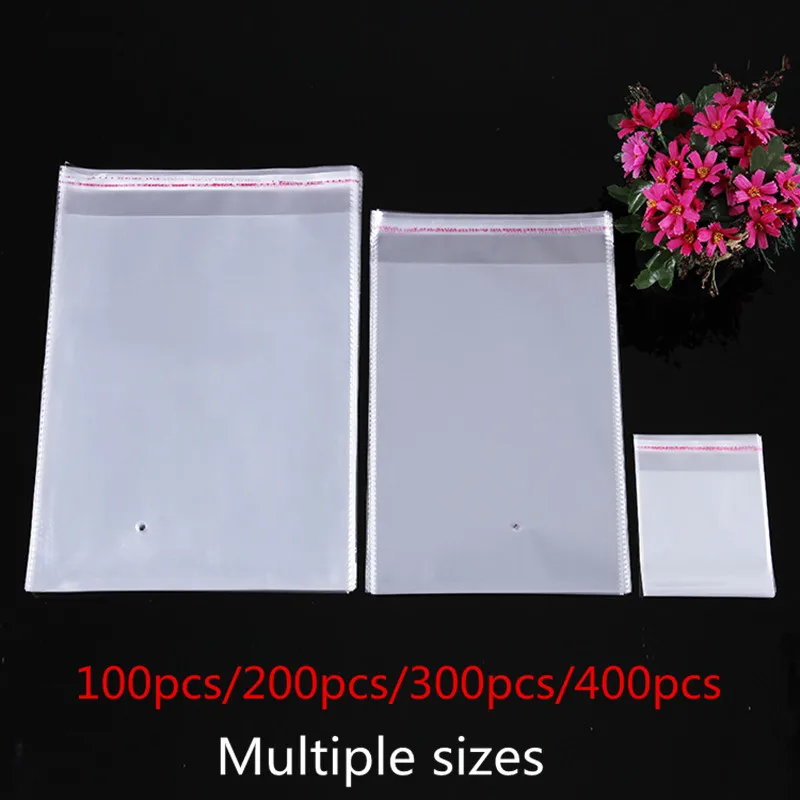 Transparent self-adhesive OPP Plastic Bags Jewelry Gift much size Self Adhesive Cookie Candy Packaging small Cellophane Bag