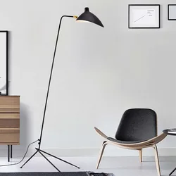 Minimalist Blakc Metal Floor Lamp Parlor Bedroom Reading Lighting Fixtures E27 Bulb Lampshade Rotatable