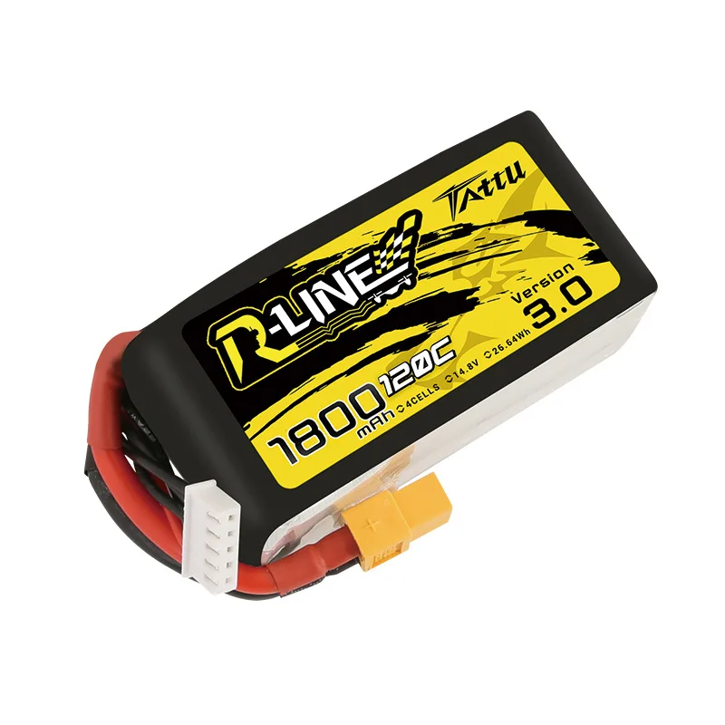 TATTU R-LINE 3.0 14.8V 1800mAh XT60 Plag 120C LiPo Battery For RC Helicopter Quadcopter FPV Racing Drone Parts 4S Battery