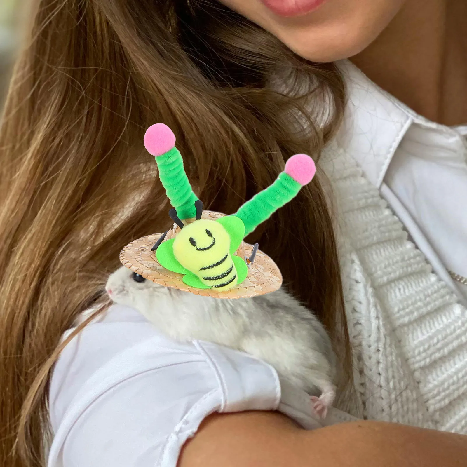 

Hamster Straw Hat Adjustable Pet Headwear Mini Hats for Hamsters Guinea Pigs Decoration Small Animal Accessories