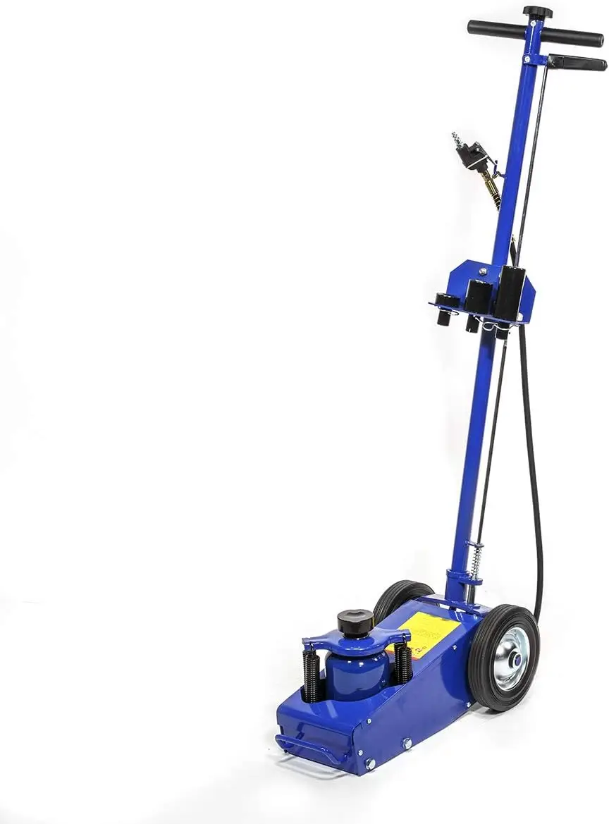 

22 Ton Hydraulic Floor Jack Air-Operated Axle Bottle Jack with (4) Extension Saddle Set Built-in Wheels, Blue