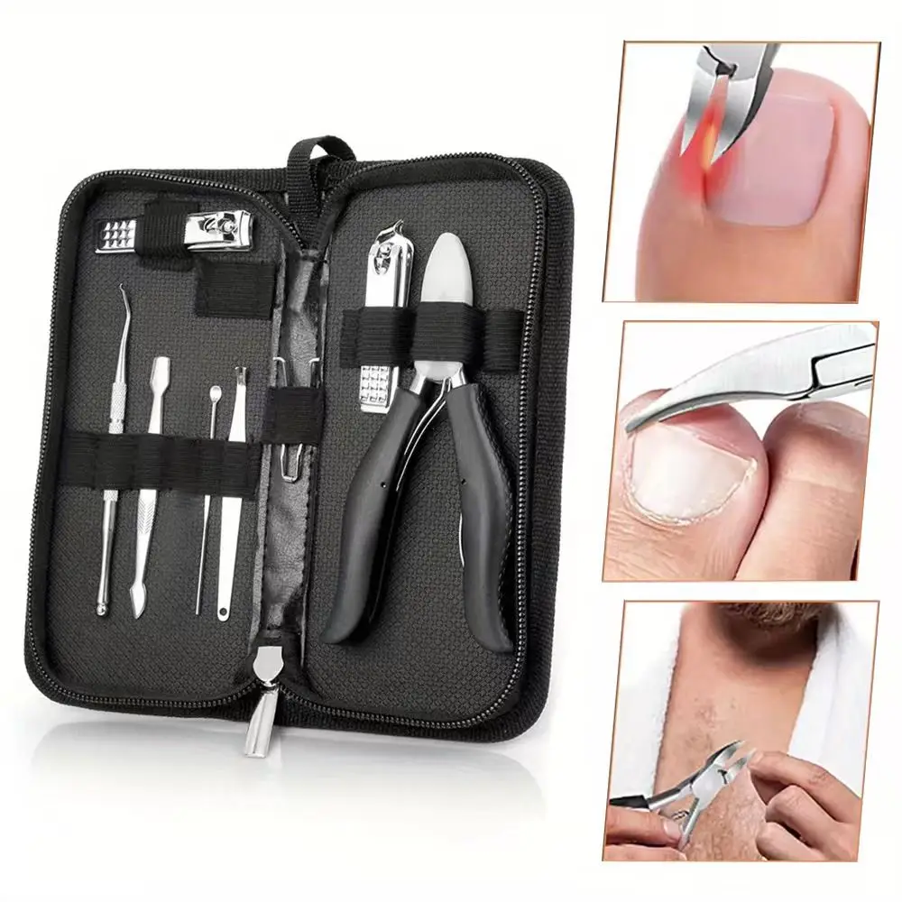 

1 black nail clipper set and professional podiatrist nail clippers, suitable for men, women and children of all ages