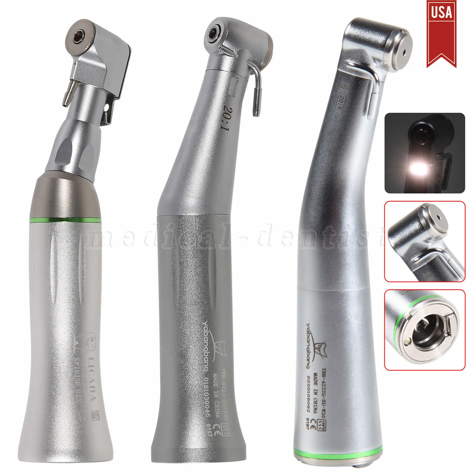 

Dental Implant 20:1 LED/No Led Fiber Optic Surgical Latch/Push Button Handpiece Contra Angle Fit KaVo/NSK