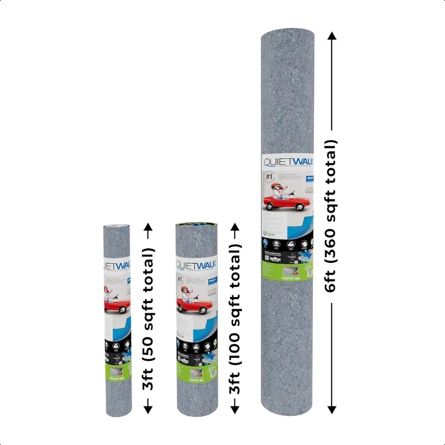 تركيب QuietWalk بسمك 100 قدم مربع للأرضيات المصفحة والخشب الصلب Appd للوسادة المرفقة المسبقة من الألياف العائمة المعاد تدويره #4