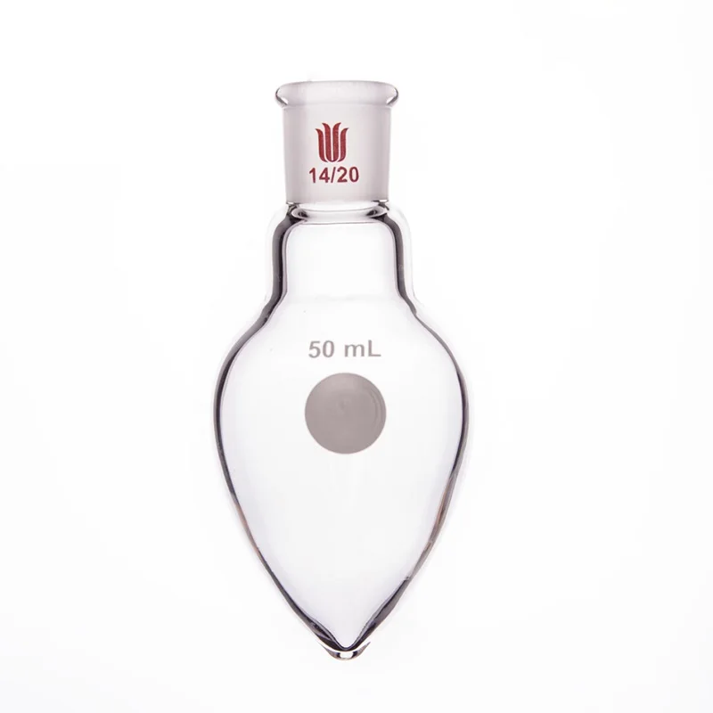 SYNTHWARE Thick walled heart-shaped flask, Pear shaped flask, Capacity 5mL 10mL 15mL 25mL 50mL, Borosilicate glass, F32