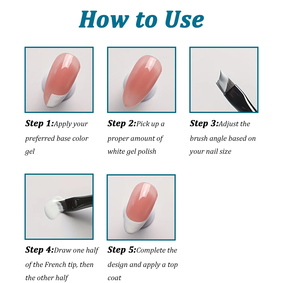 1/2/3-teiliges Halbmond-Winkelpinsel-Set für French Manicure, Gel-Lack-Verlauf, French Manicure mit dünnen Linien & Detailzeichnung – Detail 3