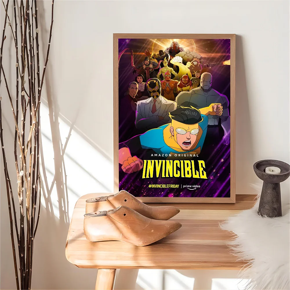 I-Invincible Cartoon Self-adhesive Art Poster Fancy Wall Sticker for Living Room Bar Decoration Vintage Decorative Painting