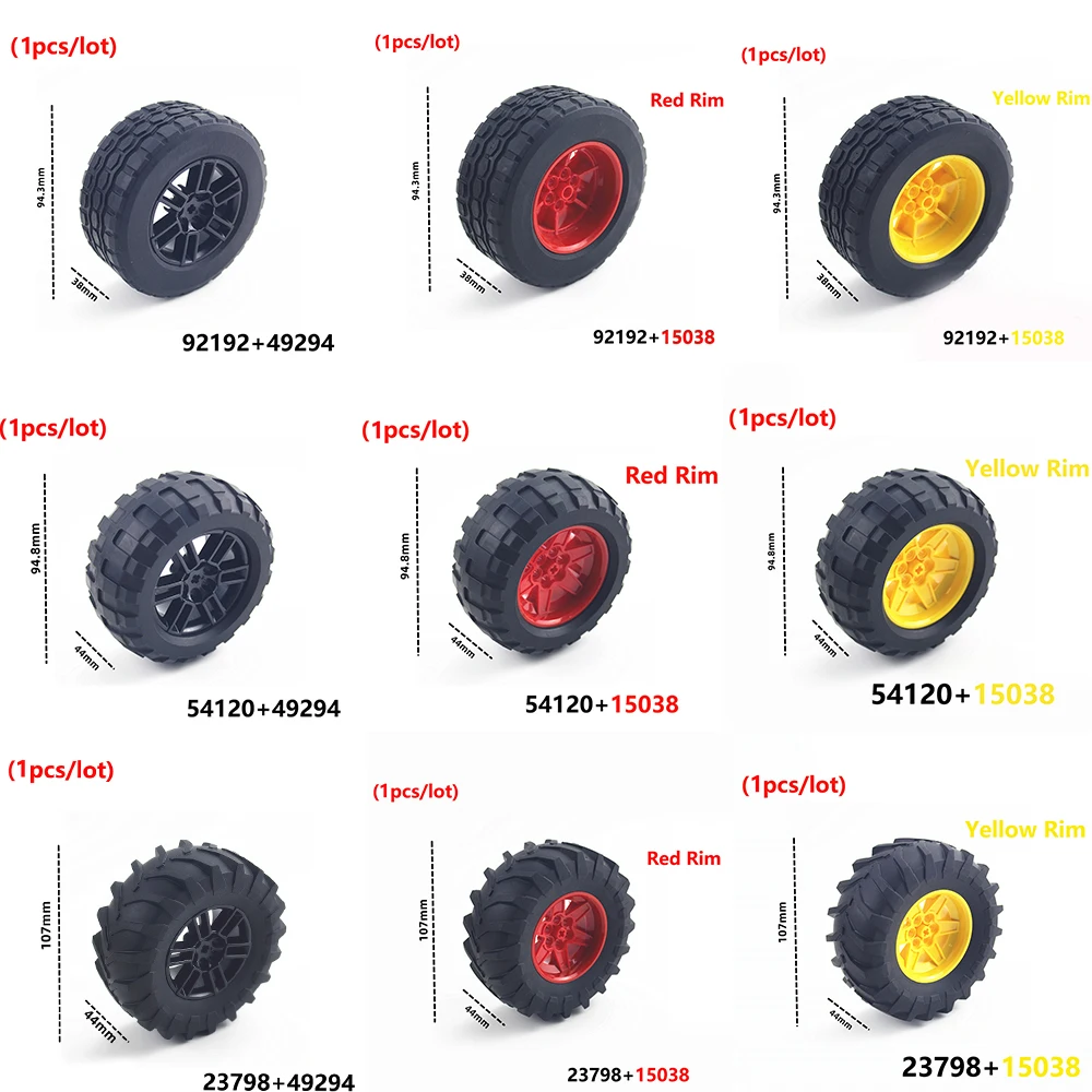 Technical Tire Wheel DIY Brick 1pcs Car Truck Construction Building Block MOC Parts Compatible with Lego 32019 86652 54120 23798