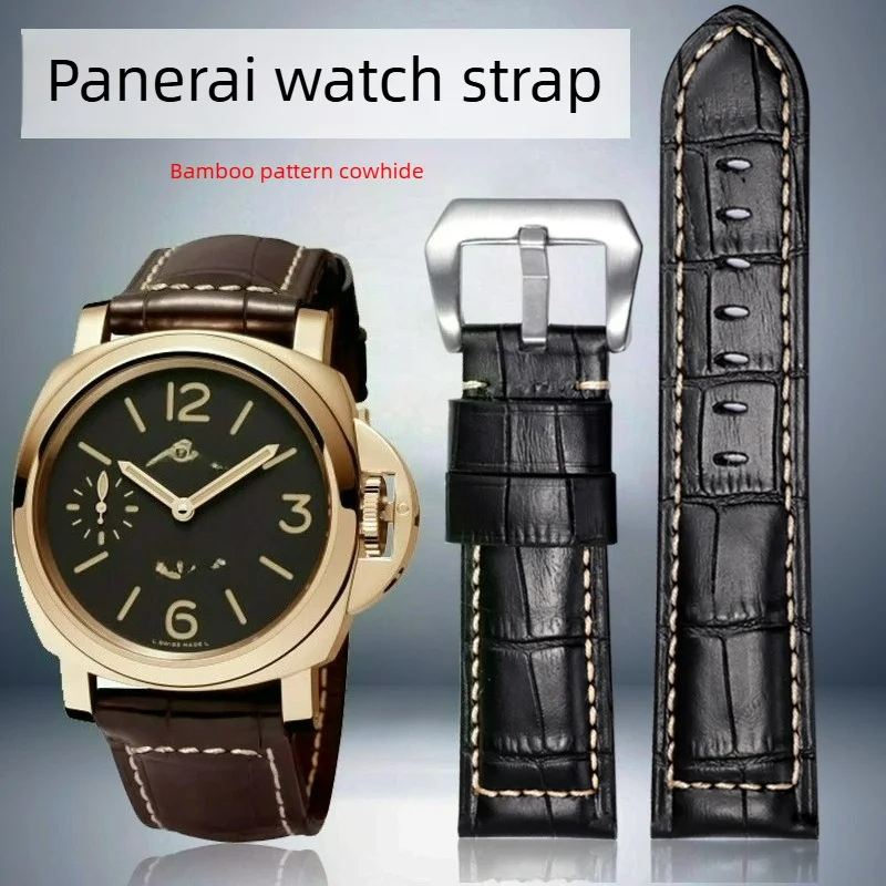 Suitable for Panerai Genuine Leather Watch with Citizen Lumino Crocodile Pattern, Large Strap 22 24mm Men's Model