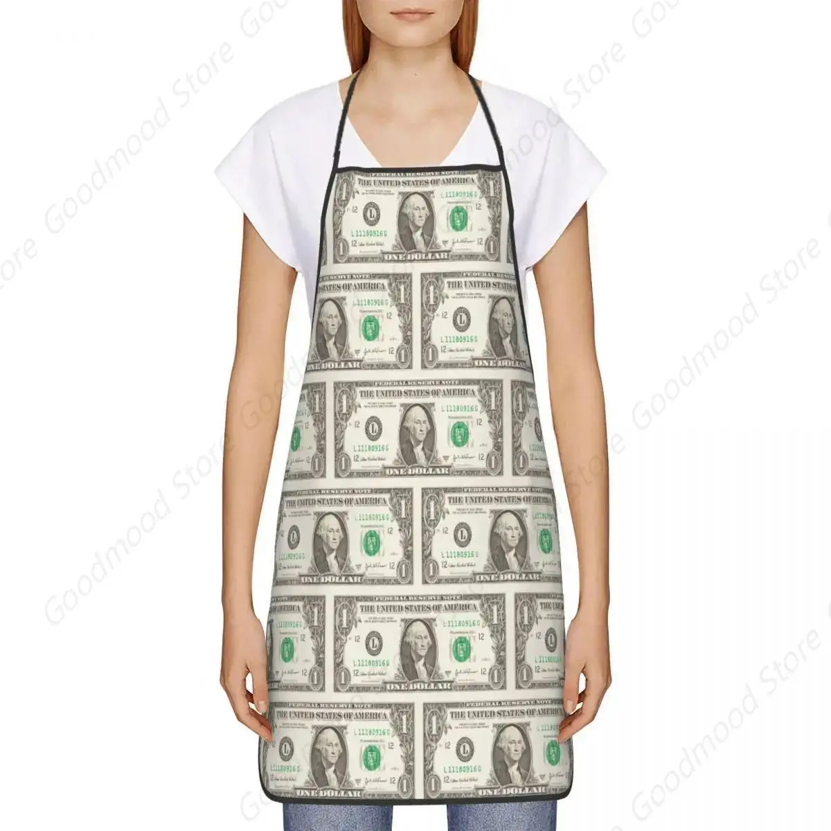 US Dollar Bill Banknote Bib Apron Men Women Unisex Kitchen Chef Money Pattern Tablier Cuisine for Cooking Baking Painting