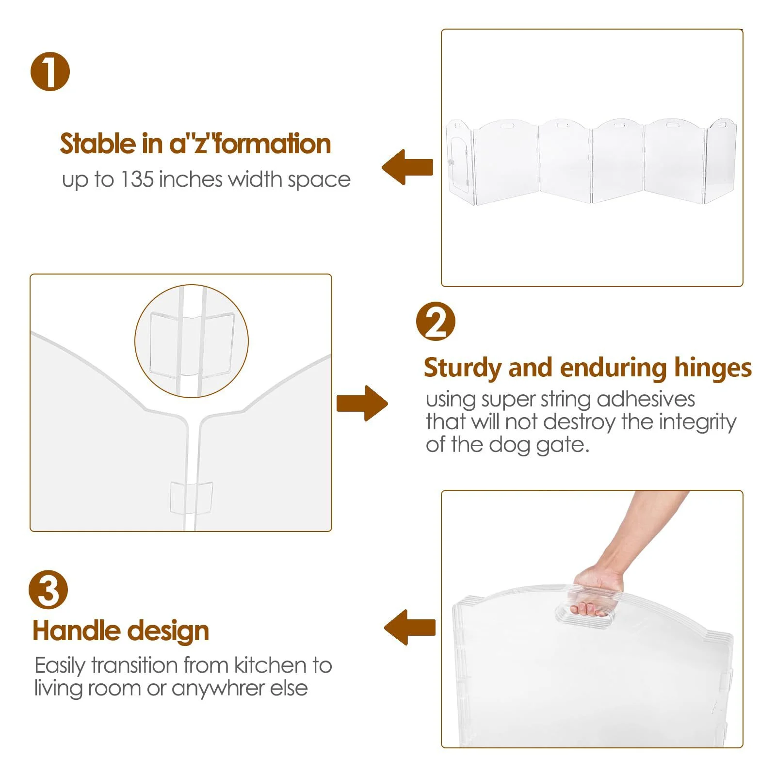 Acrylic Clear Fence  Dog Playpen for House Foldable Dog Gate Indoor Pet Fence Clear Dog Pen for Outdoor Puppy Cat