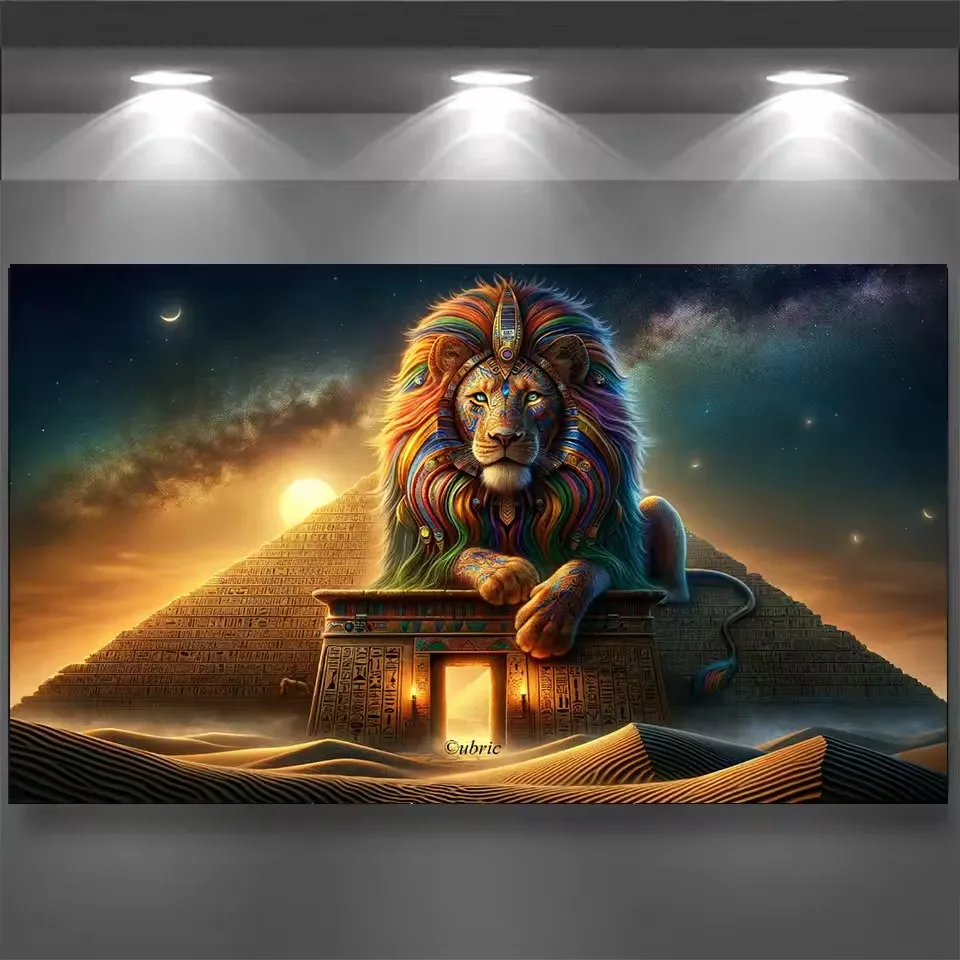 

DIY Удивительный Majestic Lion против мистического неба в пустыне Алмазная картина Полная квадратная/круглая Алмазная мозаика Вышивка Домашний декор