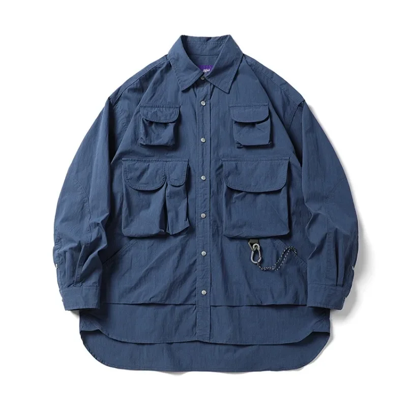 

Outdoor Multi-Pocket Shirt Men's Long Sleeve Loose Casual Oversize Plus Wide Cargo Shirts Cityboy Streetwear Lightweight Jacket